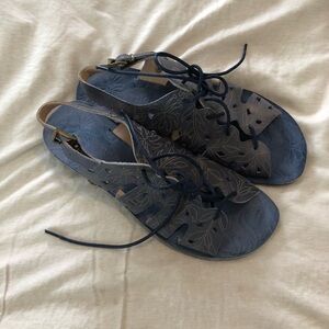 Neosens leather sandals blue EUC